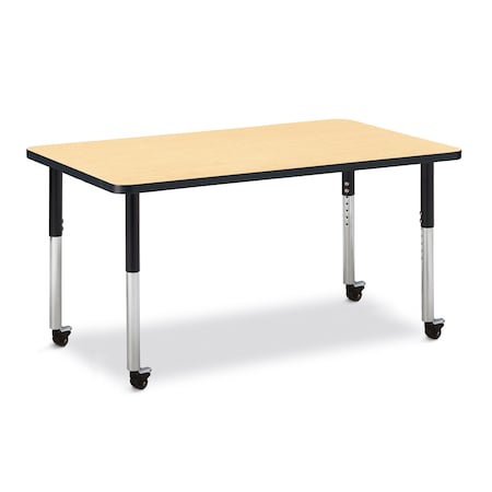 Jonti-Craft Berries Rectangle Activity Table, 30 in. x 48 in., Mobile, Maple/Black/Black 6473JCM011